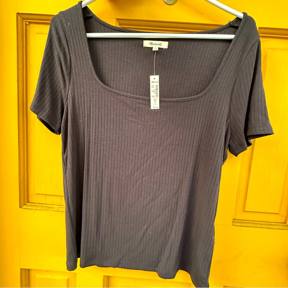 Madewell Black Square Neck Top